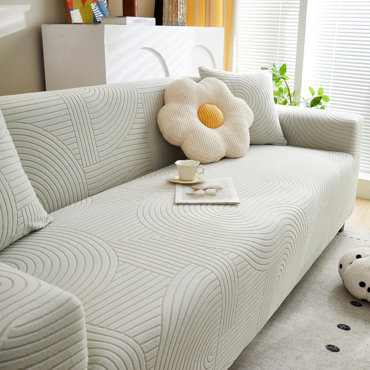 Fleece Stretch Sofa Slipcover Washable Soft Spandex Couch Cover Furniture Protector