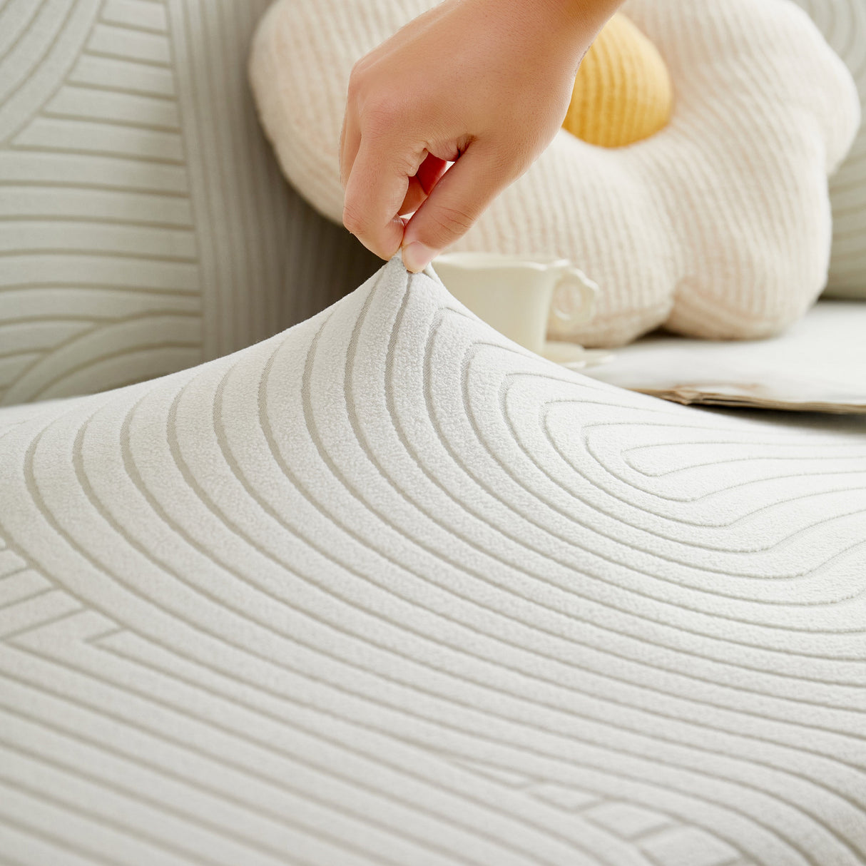 Fleece Stretch Sofa Slipcover Washable Soft Spandex Couch Cover Furniture Protector