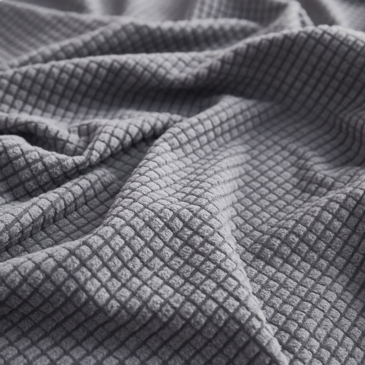 Grid Textured Stretch Sofa Cover, Soft Elastic Slipcover for Couch Protection