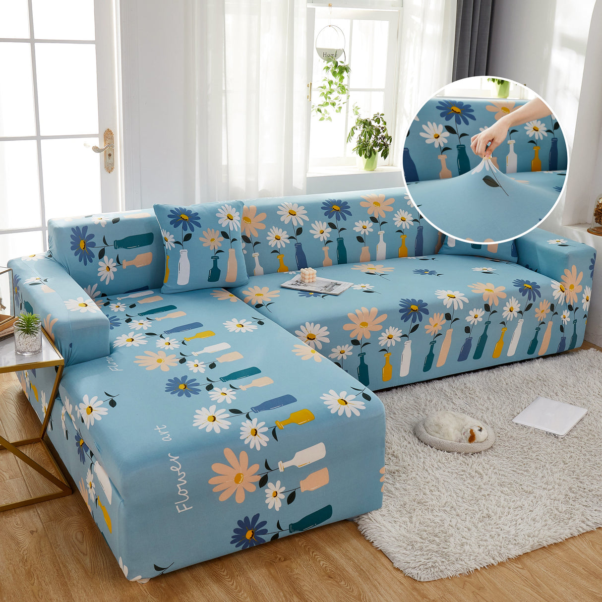 Stretch Couch Covers for L-Shaped Sectional Sofa, Non-Slip Washable Slipcovers Fits 1-5 Seaters