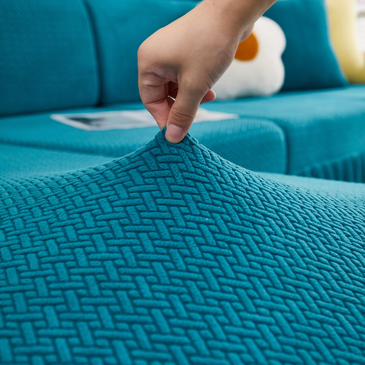 Tailored Sofa Cushion Covers Stretch Couch Seat Covers with Skirt for Sectional Sofas