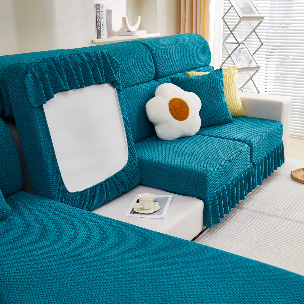 Tailored Sofa Cushion Covers Stretch Couch Seat Covers with Skirt for Sectional Sofas