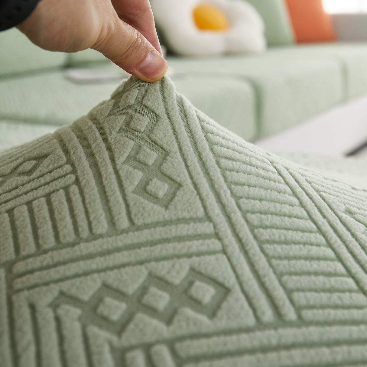 Stretch Jacquard Fleece Settee Cushion Covers, Stylish Non Slip Couch Cushion Covers for Sectional Sofas