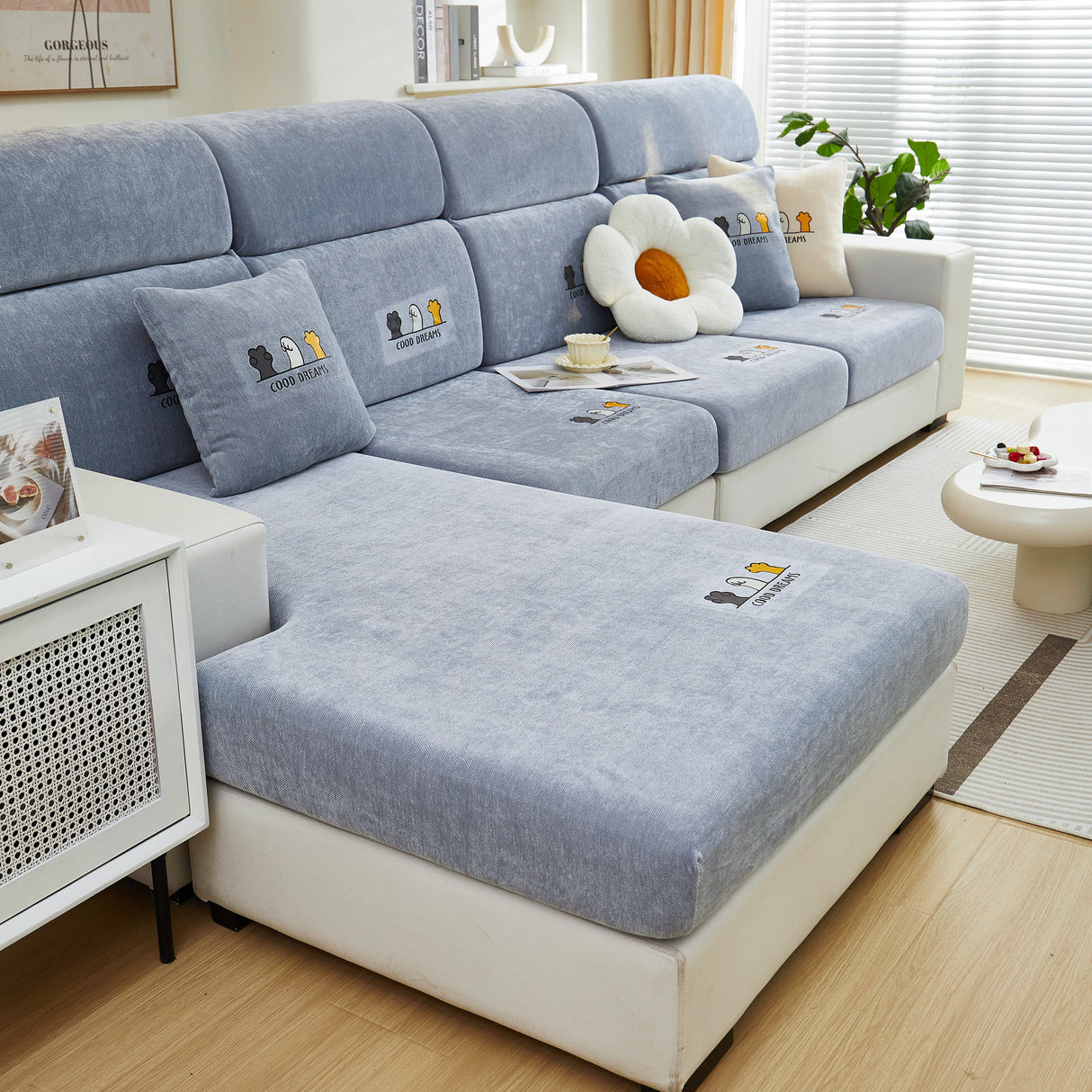 Super Stretch Seat Cushion/Couch Slipcover, Solid Couch Cushion Covers Washable Furniture Protector