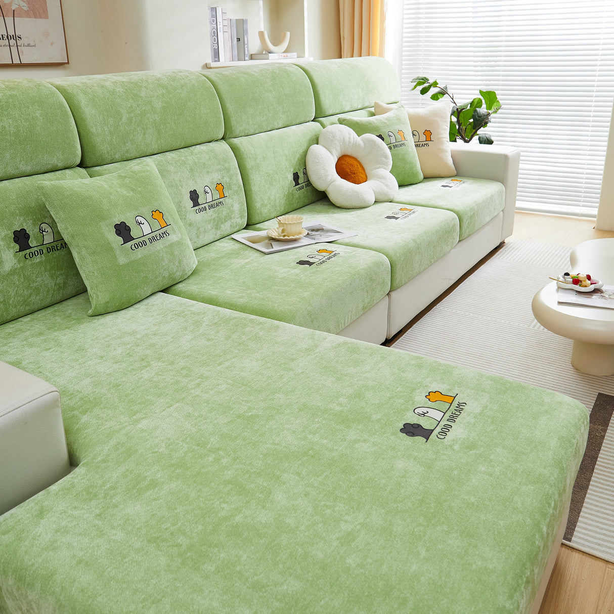 Super Stretch Seat Cushion/Couch Slipcover, Solid Couch Cushion Covers Washable Furniture Protector