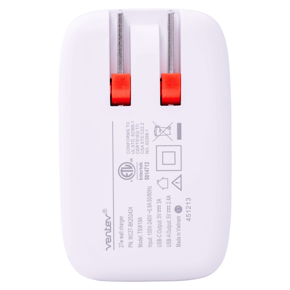 Ventev 27W Dual USB C and USB A Wall Charger by Ventev