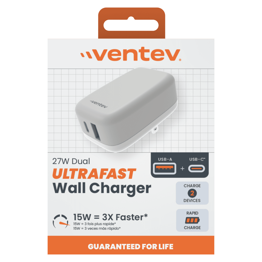 Ventev 27W Dual USB C and USB A Wall Charger by Ventev