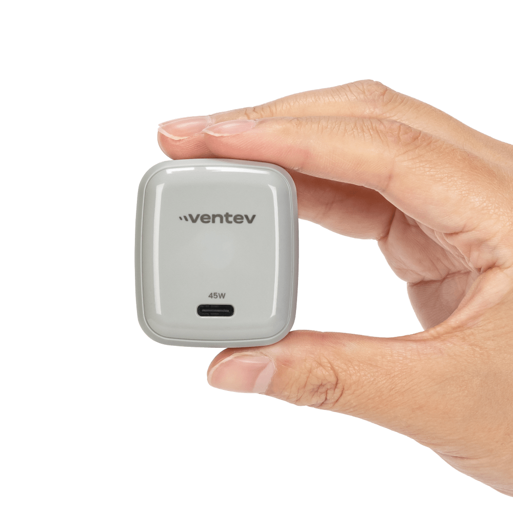 Ventev 45W USB-C GaN Mini Wall Charger w/ 5A USB-C to USB-C Cable by Ventev