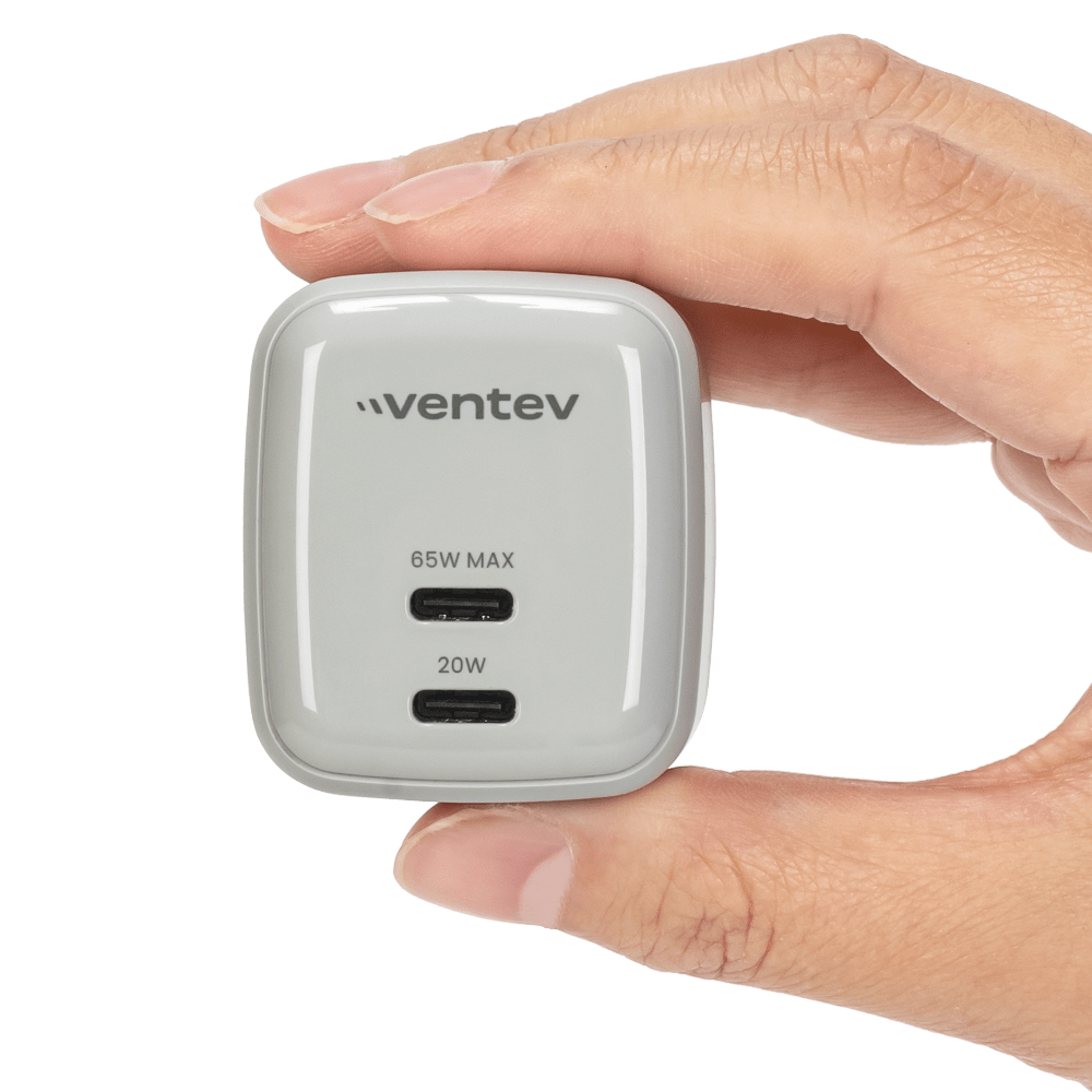Ventev 65W ULTRAFAST USB C Universal Dual GaN Mini Wall Charger by Ventev