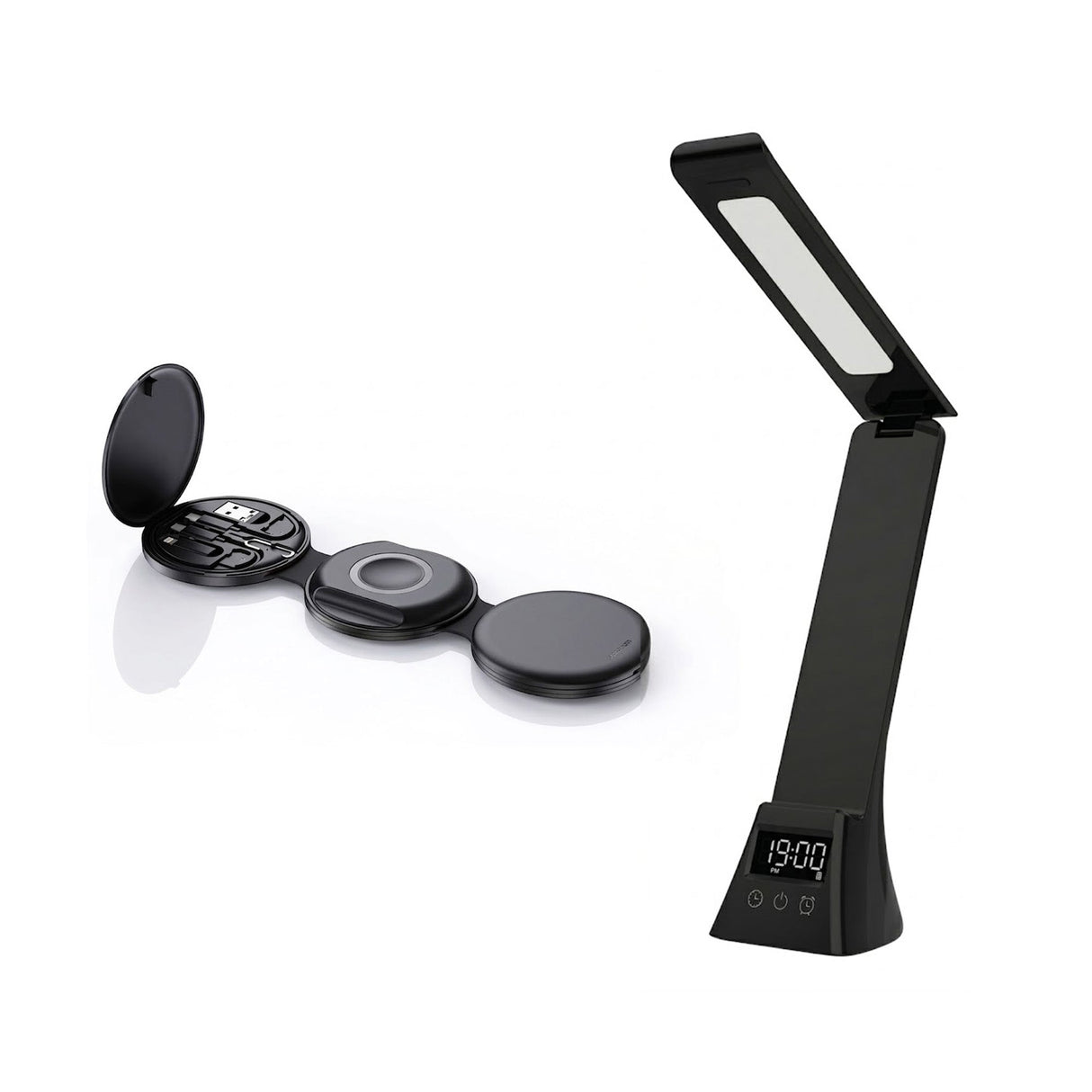 Smart Power & Productivity Bundle: 3-in-1 LED Desk Lamp & 5-in-1 Wireless Charging Station