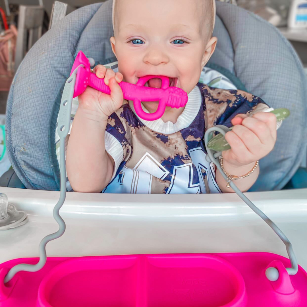 2-in-1 Teether & Training Spoon PINK