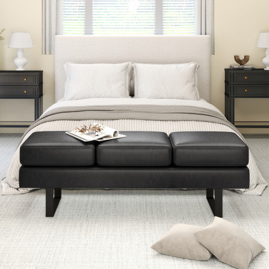 Waiting Room Bench Seating Long Bench with Metal Frame Leg-Black