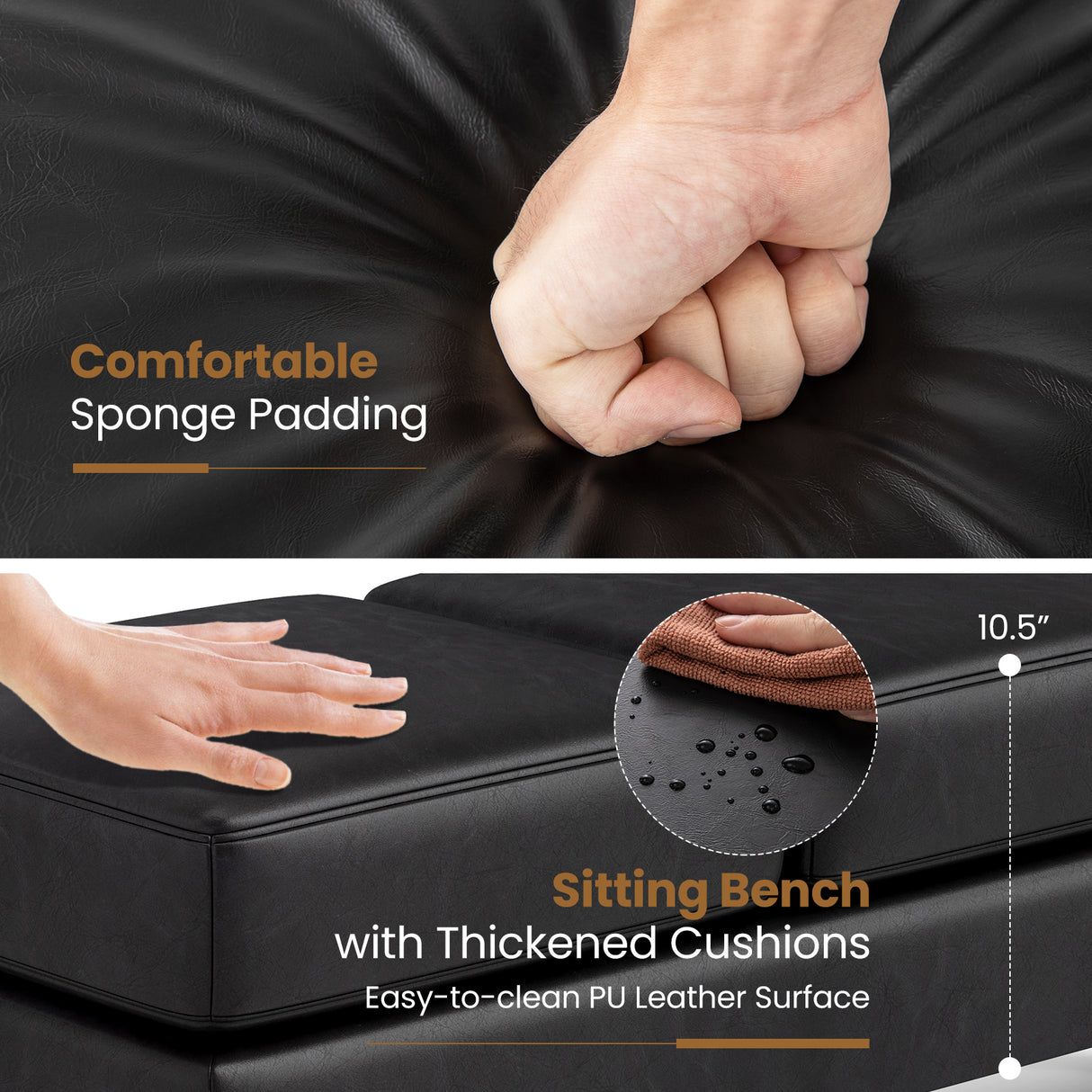 Waiting Room Bench Seating Long Bench with Metal Frame Leg-Black