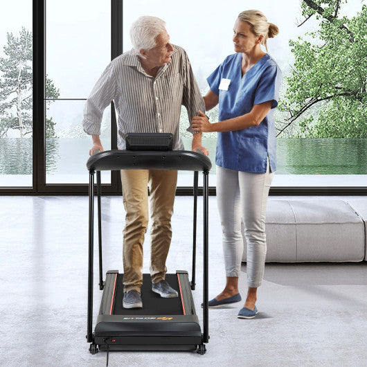 2.5 HP Walking Treadmill with Long Handrails for Seniors-Black