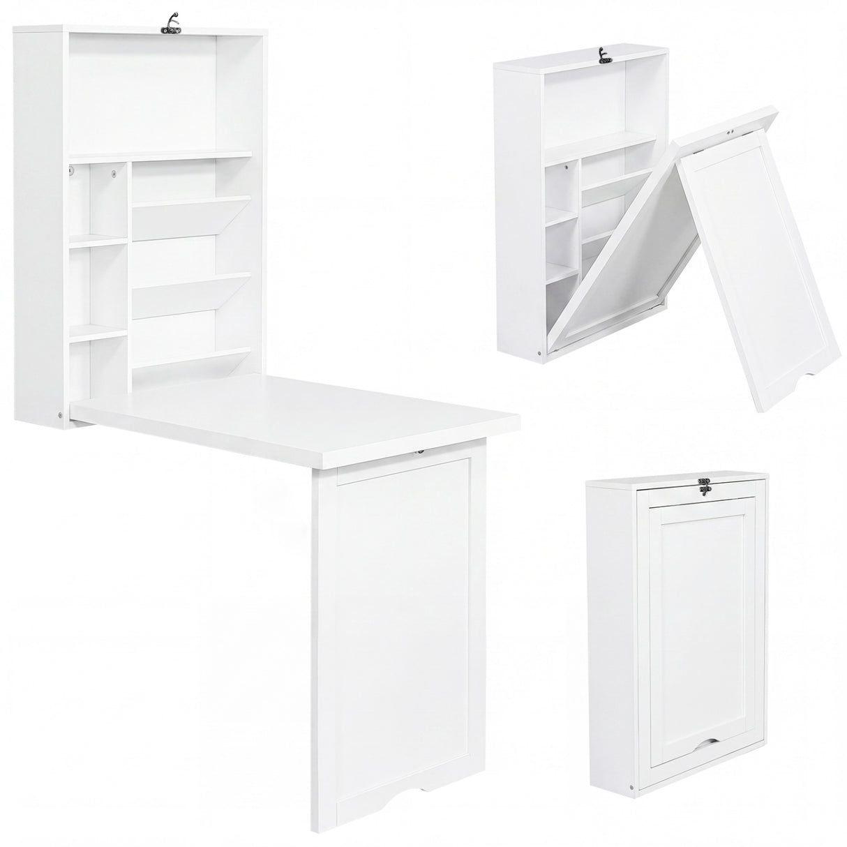 Wall Mounted Fold-Out Convertible Floating Desk Space Saver-Black