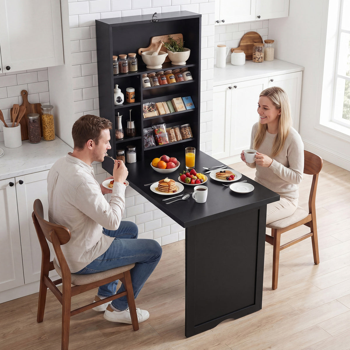Wall Mounted Fold-Out Convertible Floating Desk Space Saver-Black