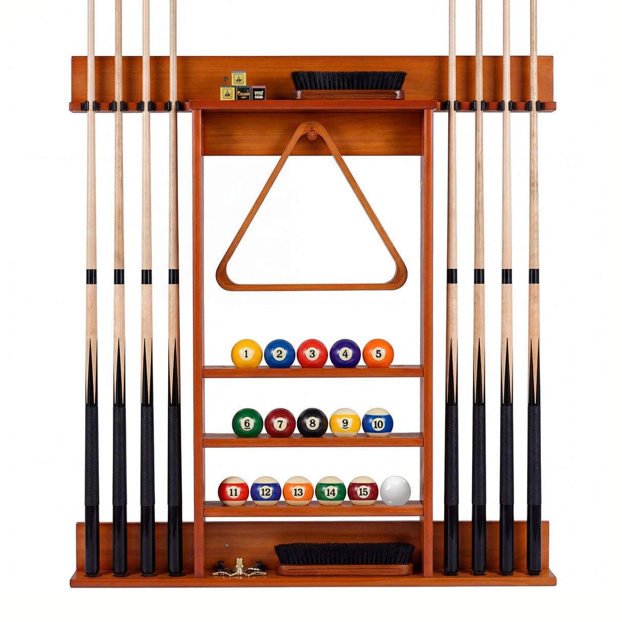 Wall-mounted Billiards Pool Cue Rack Only-Brown