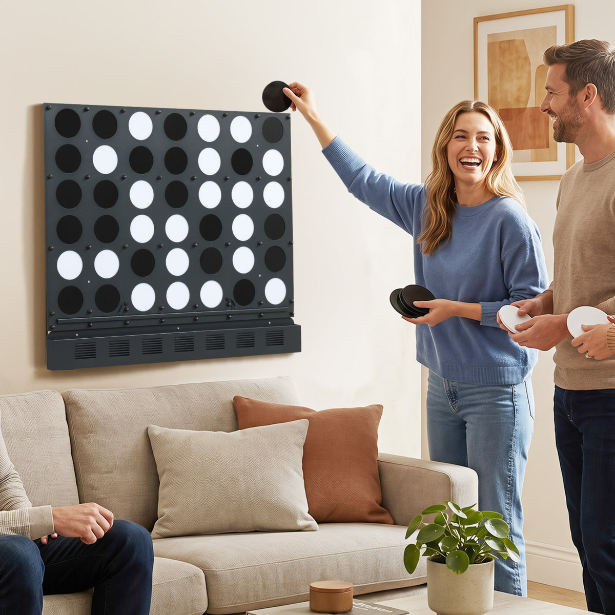 Wall-mounted Jumbo 4-in-a-Row Game with Acrylic Discs-Black