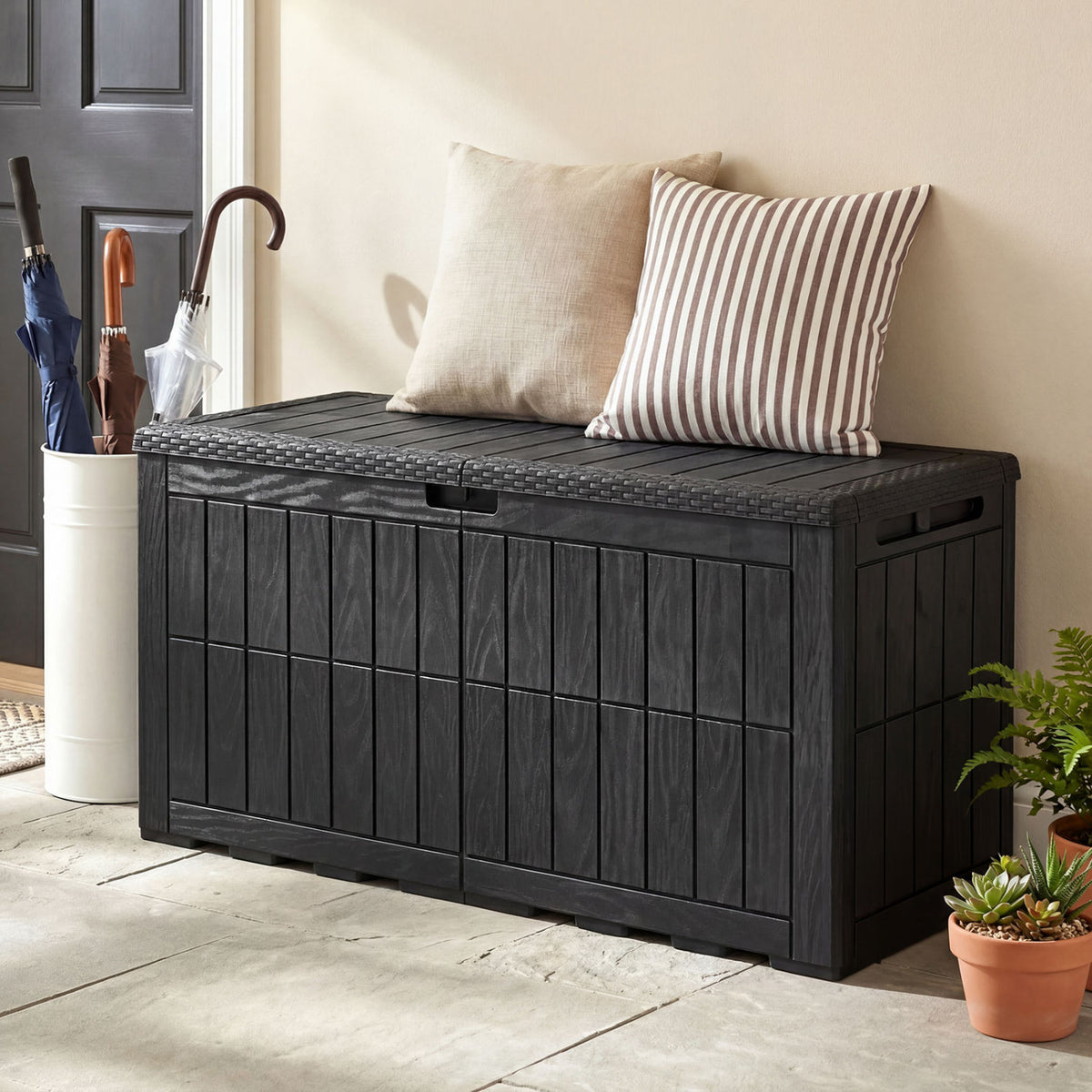 Waterproof Lockable Outdoor Deck Box for Tools Cushions Pool-Black
