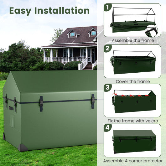 Waterproof Outdoor Storage Box with Ventilated Window Adjustable Snap-Green