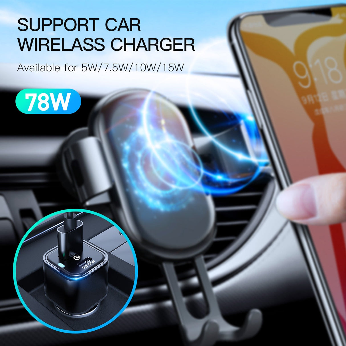 REXING JETSPEED Black 78W PowerDelivery+ USB-C/USB Car Charger