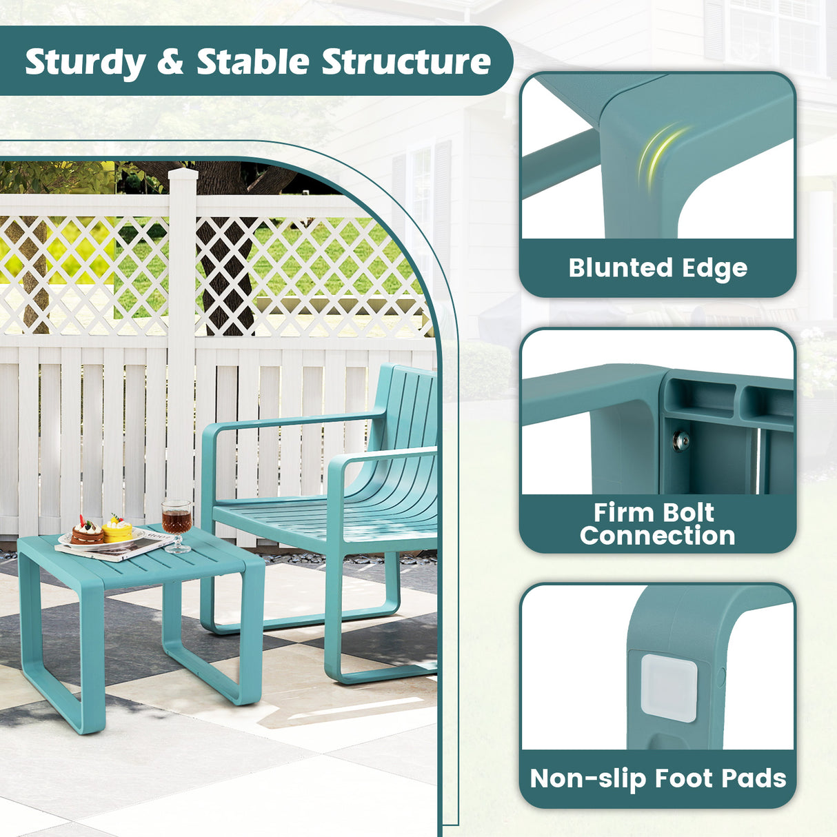 Weather Resistant Adirondack Outdoor Side Table Set of 2-Blue