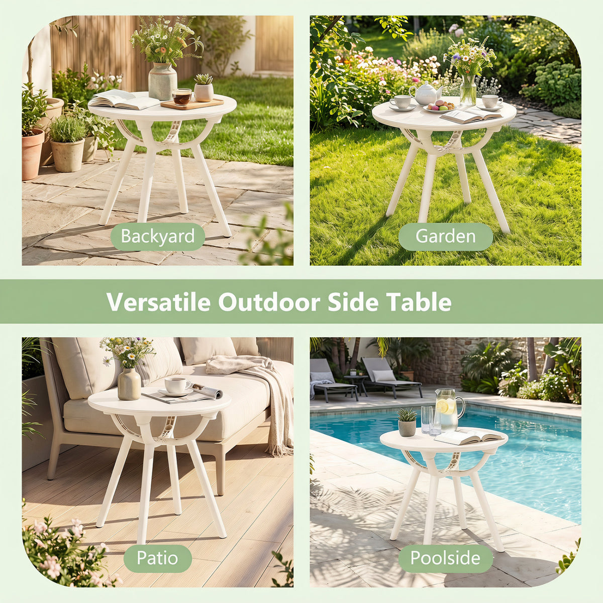 Weather-Resistant Circular Small End Table for Poolside and Balcony-1 Piece