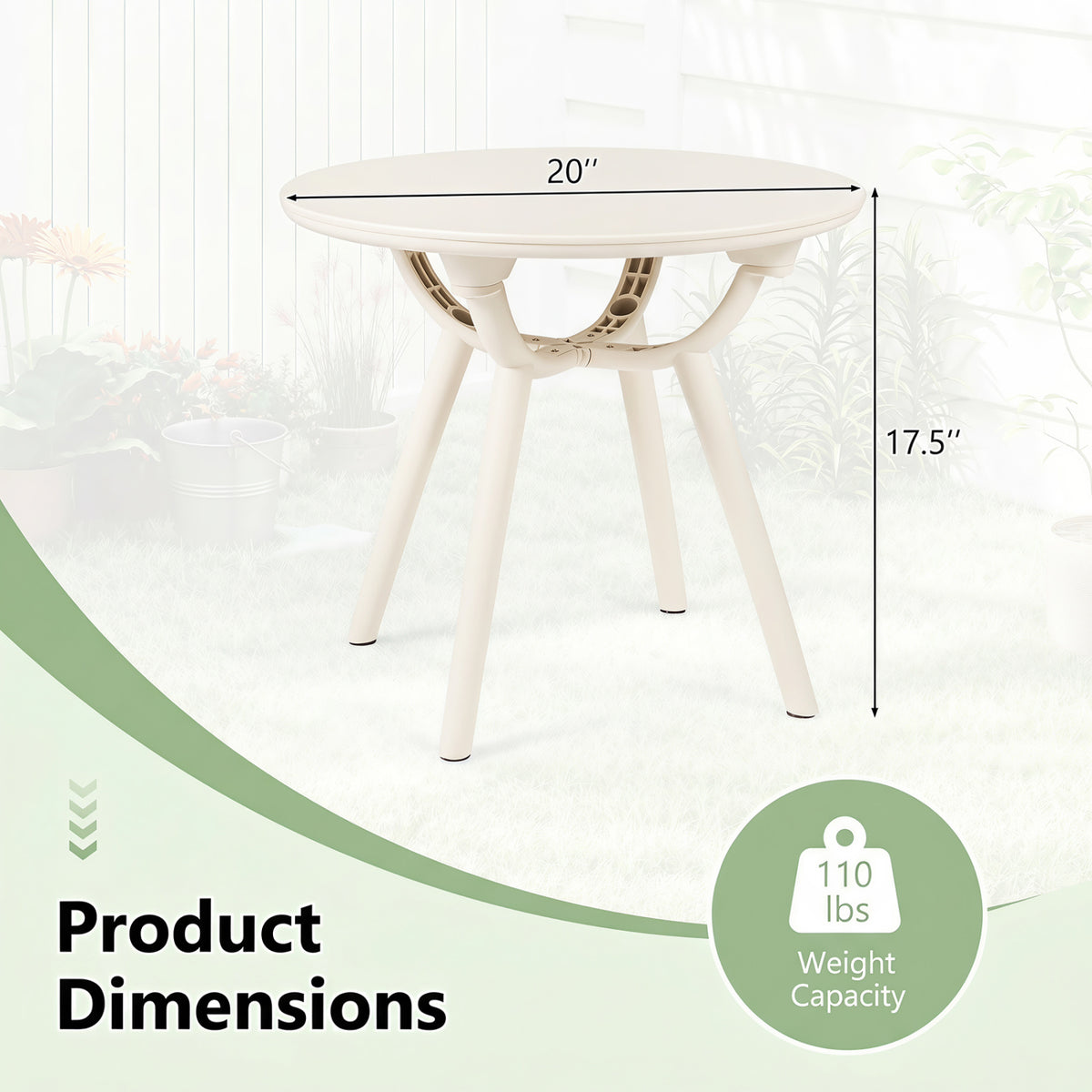 Weather-Resistant Circular Small End Table for Poolside and Balcony-set of 2