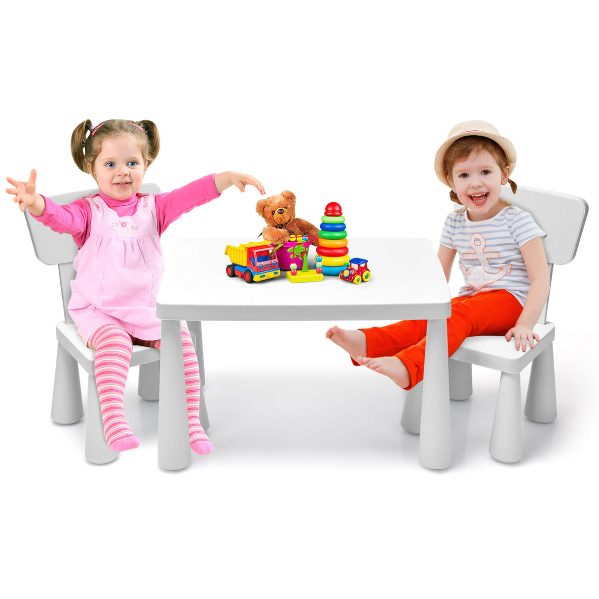 3 Pieces Toddler Multi Activity Play Dining Study Kids Table and Chair Set-Blue