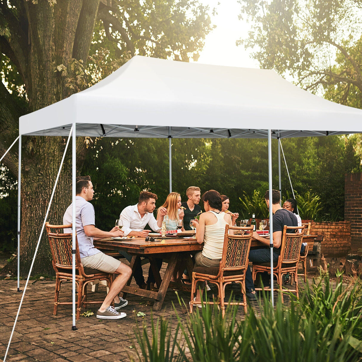 10 x 20 Feet Outdoor Pop-Up Patio Folding Canopy Tent-White by DirectDeals