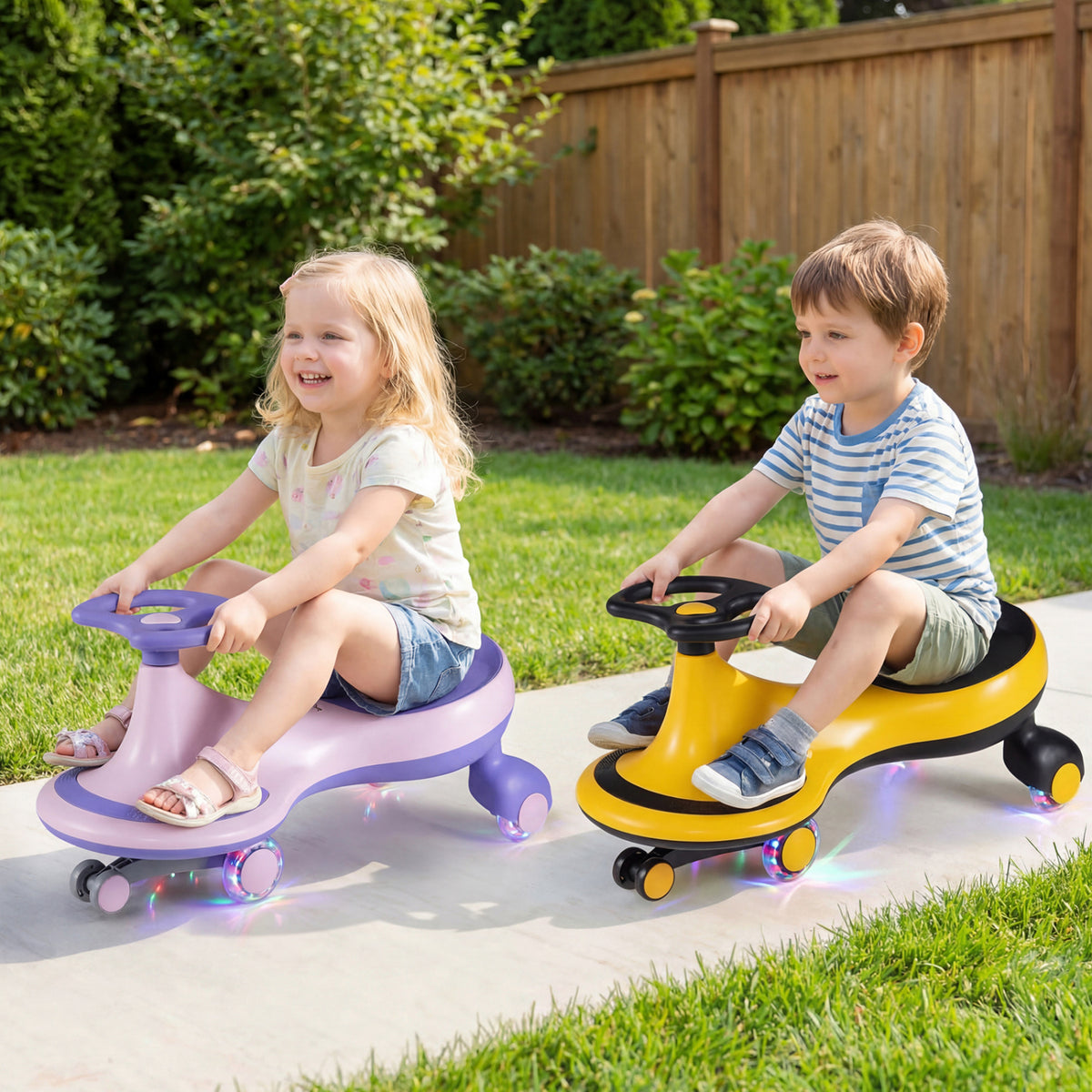 Wiggle Car Ride-on Toy with Flashing Wheels-Purple