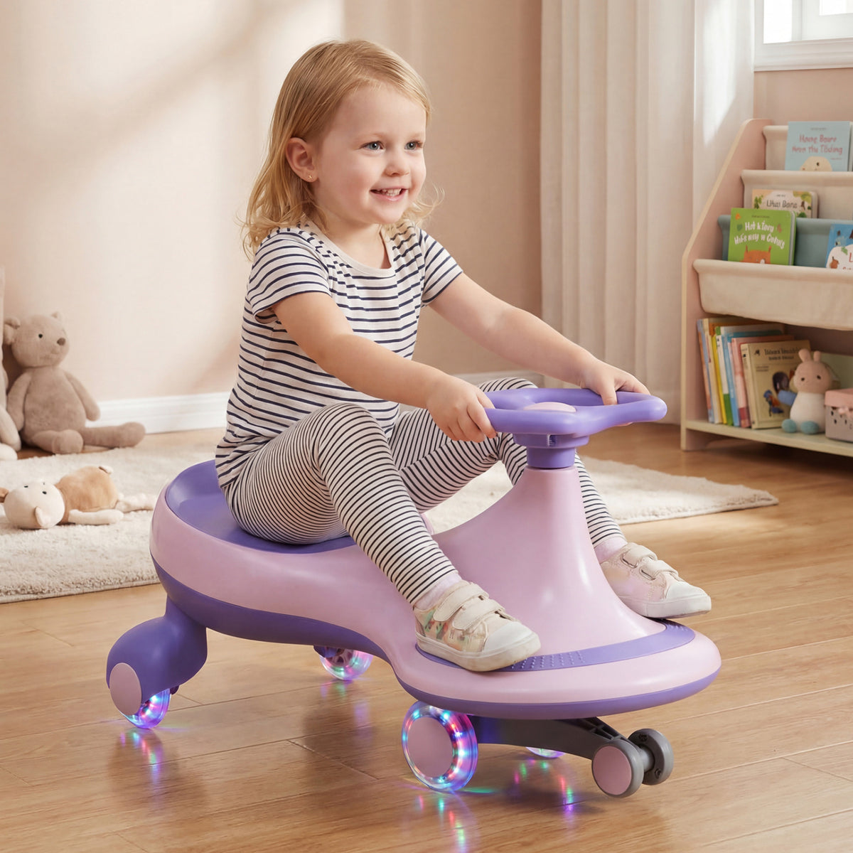 Wiggle Car Ride-on Toy with Flashing Wheels-Purple