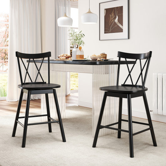 Set of 2 Windsor Bar Stool with Ergonomic Backrest and Footrests-24 inches