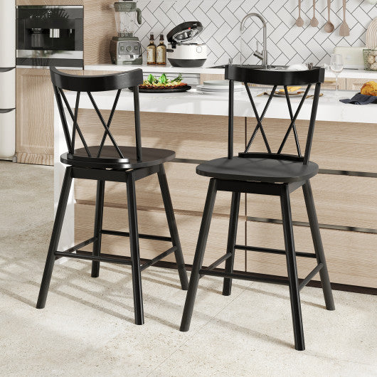 Set of 2 Windsor Bar Stool with Ergonomic Backrest and Footrests-24 inches