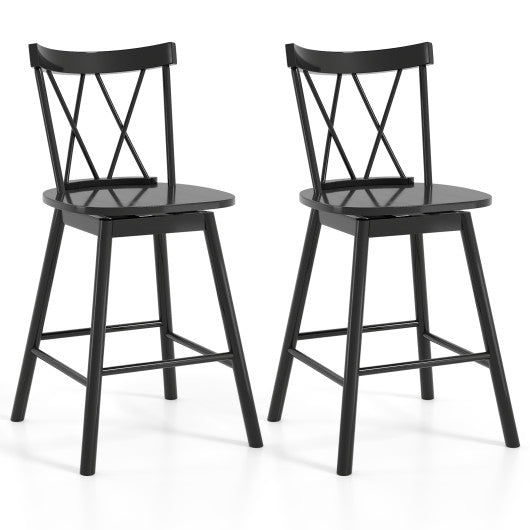 Set of 2 Windsor Bar Stool with Ergonomic Backrest and Footrests-24 inches