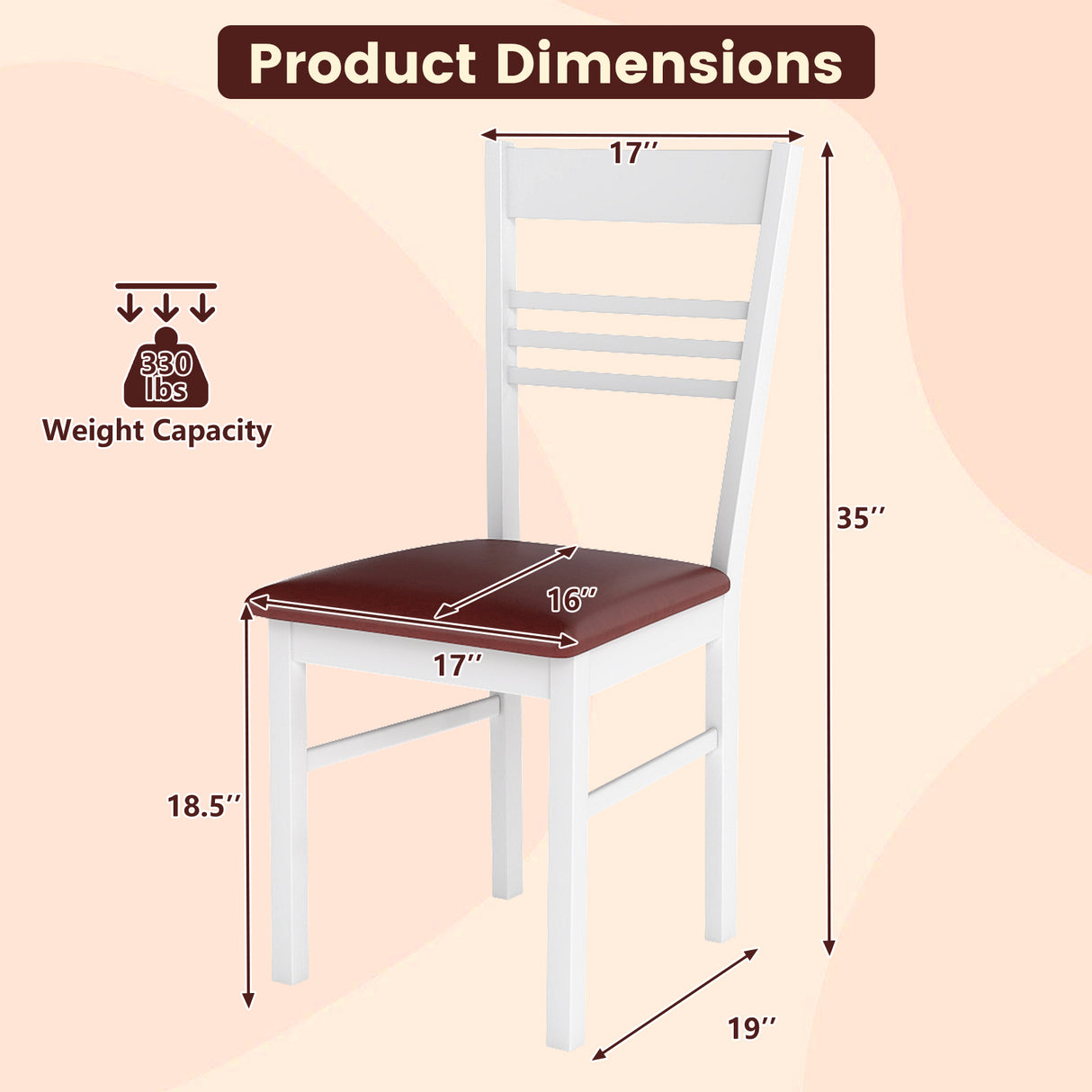 Wood Dining Chairs Set of 4 with Rubber Wood Frame-White