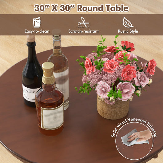 Wood Pub Round Dining Table with Pedestal Base