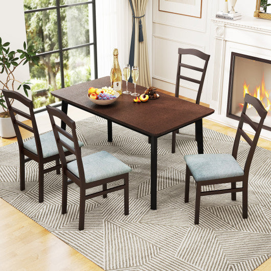 Wooden Dining Chair Set of 2 Linen Fabric Upholstered Kitchen Chairs Farmhouse Side Accent Chairs