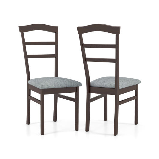 Wooden Dining Chair Set of 2 Linen Fabric Upholstered Kitchen Chairs Farmhouse Side Accent Chairs