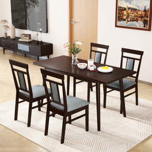 Wooden Dining Chair Set of 2 Linen Fabric Upholstered Kitchen Chairs with Rubber Wood Frame