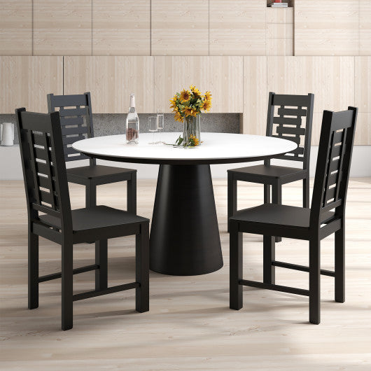 Wooden Dining Chair Set of 2 Solid Rubber Wood Kitchen Chairs-Black