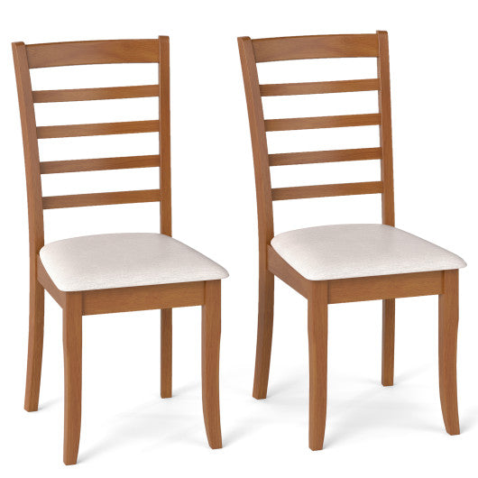 Wooden Dining Chair Set of 2 Modern Upholstered Kitchen Chair-Beige