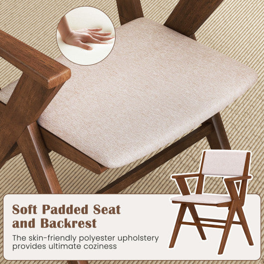 Wooden Dining Chair with Rubber Wood Frame Set of 2-Walnut