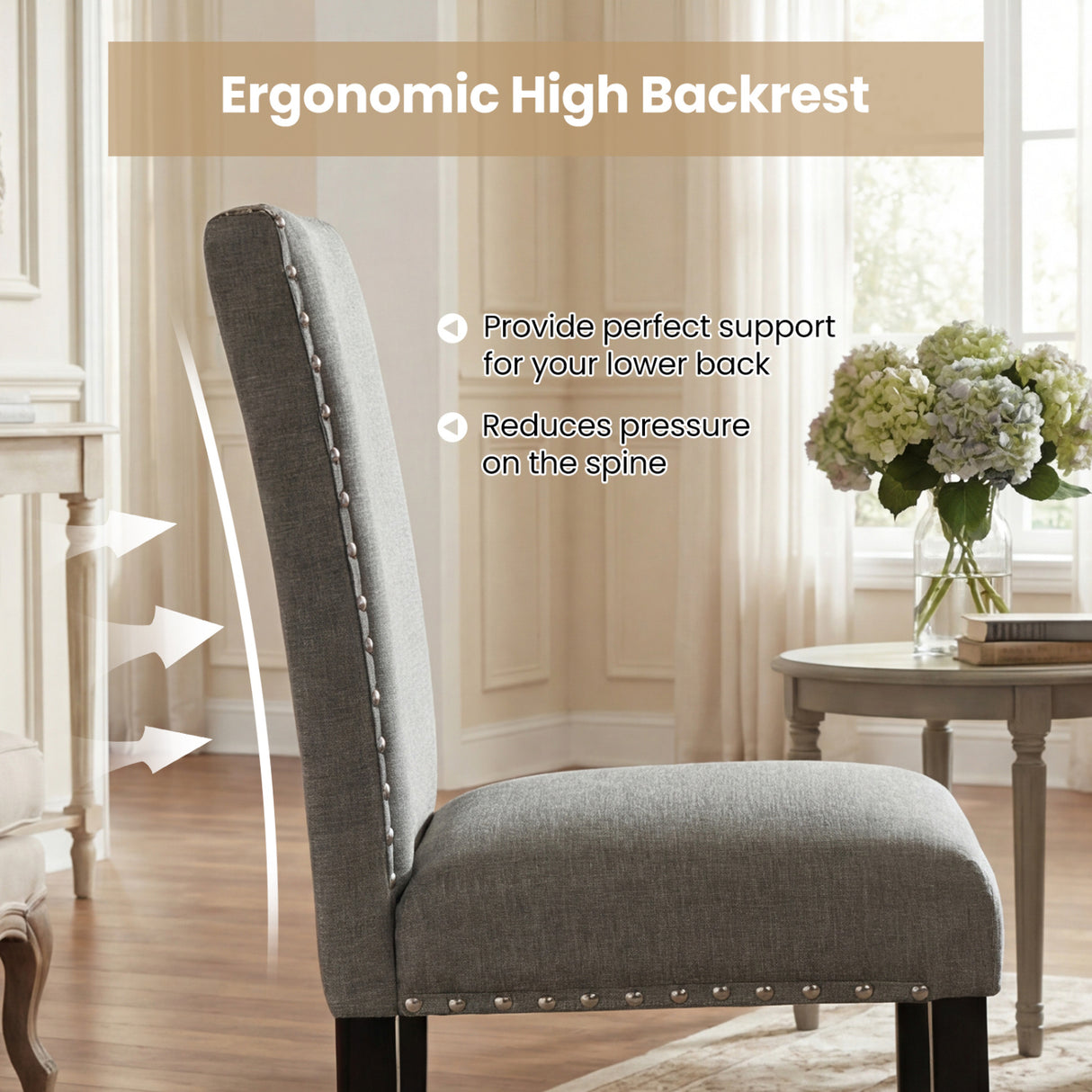 Wooden Dining Chairs Set of 2 with Bent Wood Legs