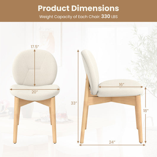 Wooden Dining Chairs Set of 2 with Rubber Wood Legs-White