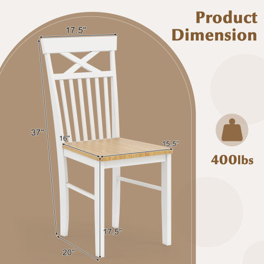 Wooden Kitchen Dining Chair Set of 2 with Rubber Wood Frame-Natural