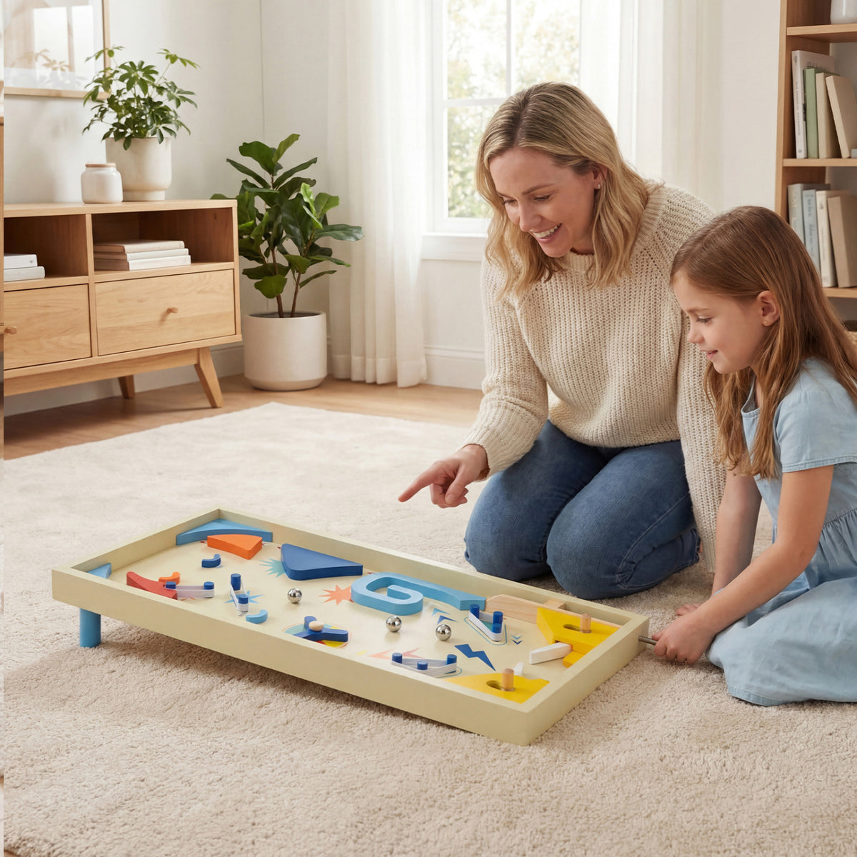 Wooden Pinball Machine with 3 Balls for Kids 8+ and Adults