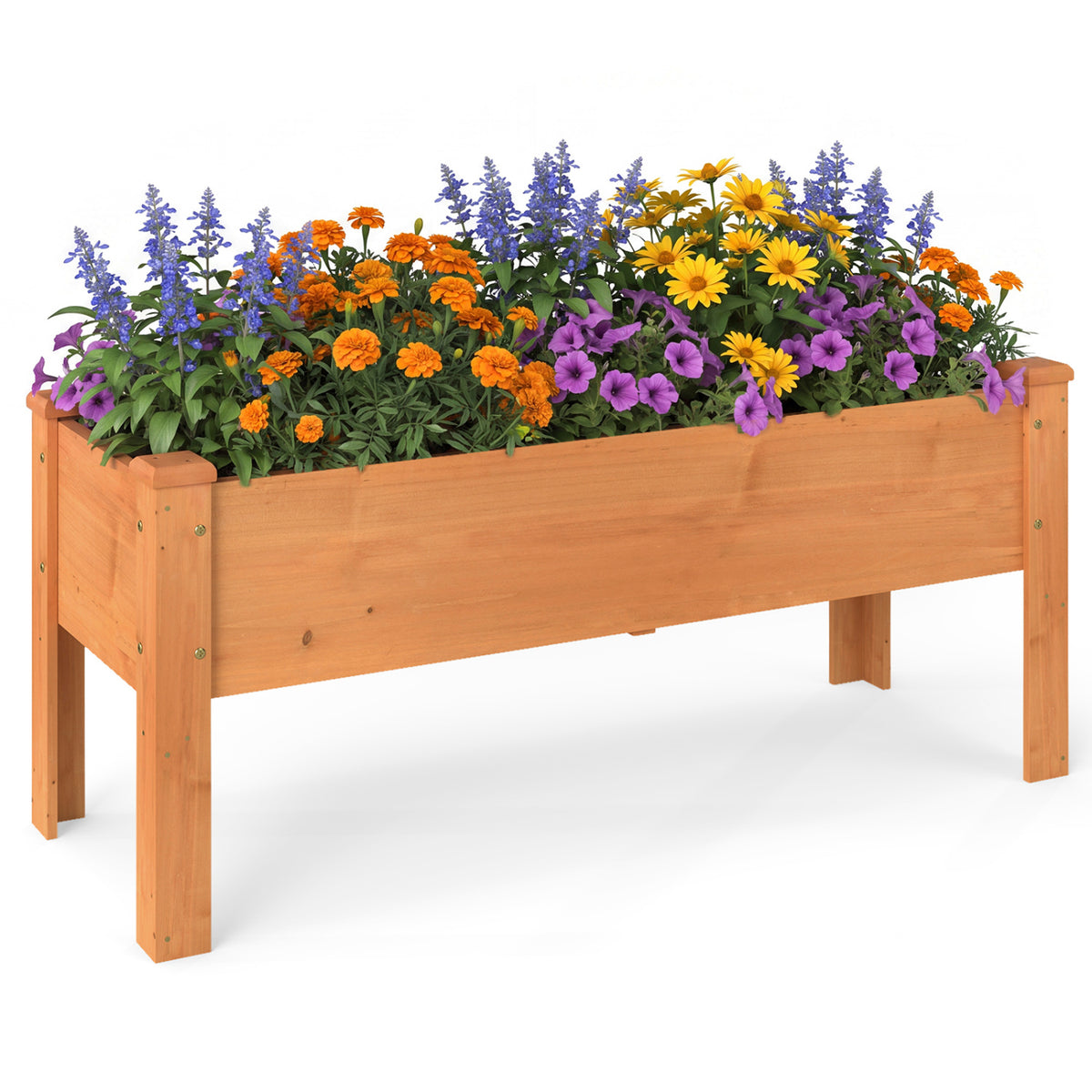 Wooden Raised Garden Bed with Legs Elevated Planter Box with Drainage Holes-Orange