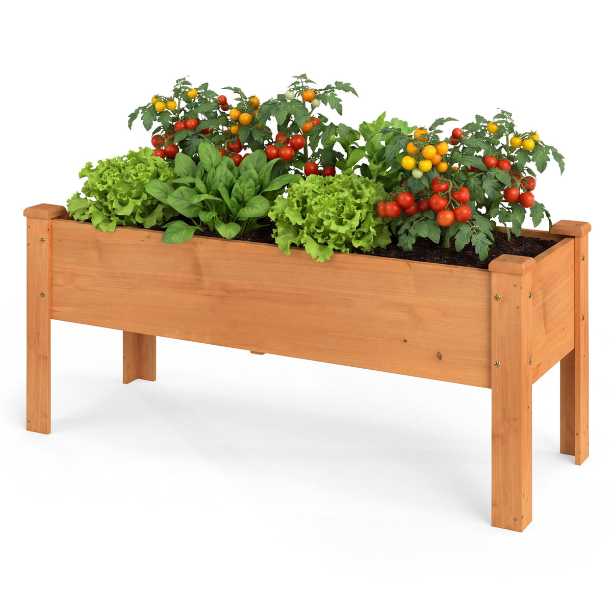 Wooden Raised Garden Bed with Legs Elevated Planter Box with Drainage Holes-Orange