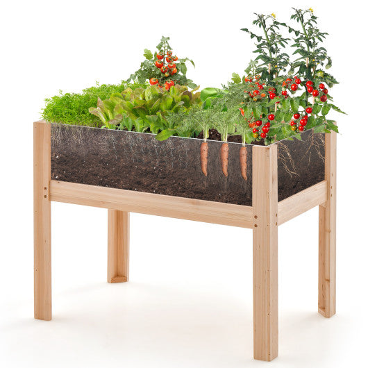 Wooden Raised Garden Bed Solid Wood Elevated Planter Box with Legs